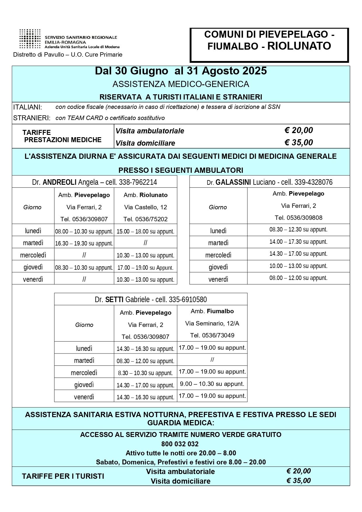 Orari guardia medica